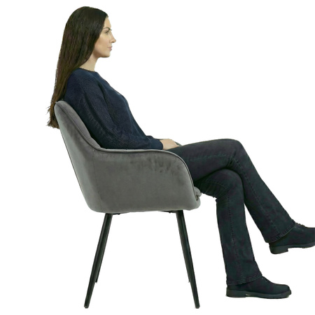 Krzesło welurowe pikowane | Ciemnoszare