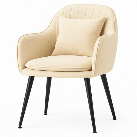 Krzesło welurowe z poduszką | Beżowe