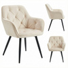 Krzesło welurowe pikowane | Jasnobeżowe czarne nogi