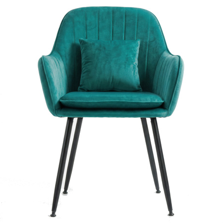 Krzesło welurowe z poduszką | Ciemnozielone