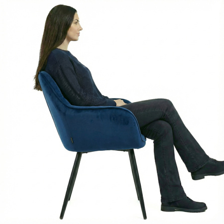 Krzesło welurowe pikowane | Granatowe