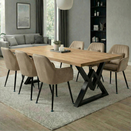 Krzesło welurowe z poduszką | Ciemnobeżowe