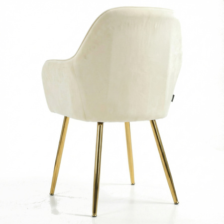 Krzesło welurowe z poduszką | Bardzo jasny beż ze złotymi nogami