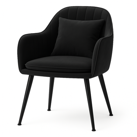 Krzesło welurowe z poduszką | Czarne