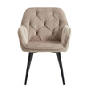 Krzesło welurowe pikowane | Ciemnobeżowe