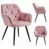Krzesło welurowe pikowane | Pudrowy róż