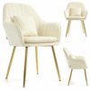 Krzesło welurowe z poduszką | Bardzo jasny beż ze złotymi nogami