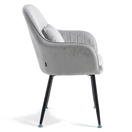 Krzesło welurowe z poduszką | Jasnoszare