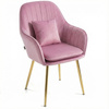 Krzesło welurowe z poduszką | Pudrowy róż