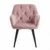 Krzesło welurowe pikowane | Pudrowy róż