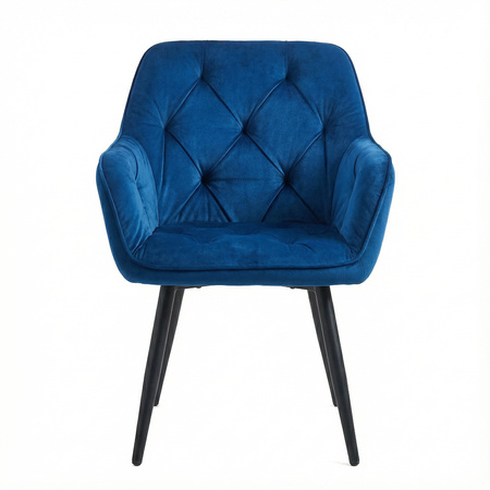 Krzesło welurowe pikowane | Granatowe