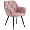 Krzesło welurowe pikowane | Pudrowy róż