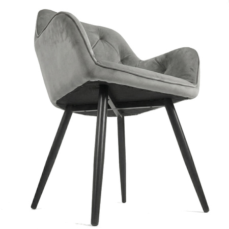 Krzesło welurowe pikowane | Ciemnoszare