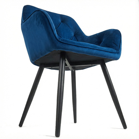 Krzesło welurowe pikowane | Granatowe