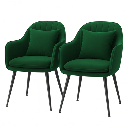 Krzesło welurowe z poduszką | Ciemnozielone