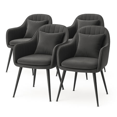 Krzesło welurowe z poduszką | Ciemnoszare