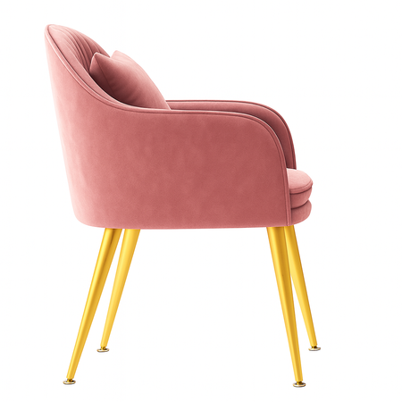 Krzesło welurowe z poduszką | Pudrowy róż