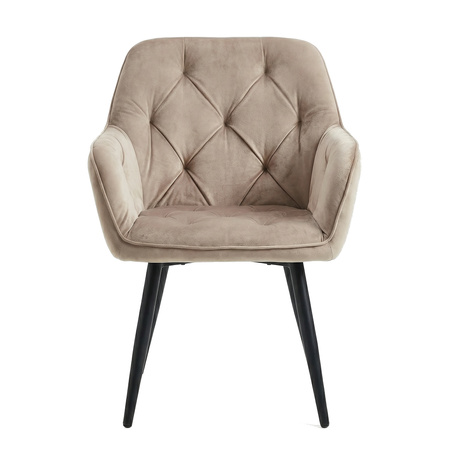 Krzesło welurowe pikowane | Ciemnobeżowe