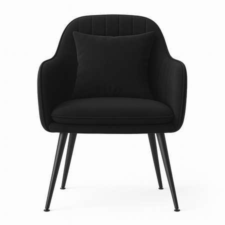 Krzesło welurowe z poduszką | Czarne