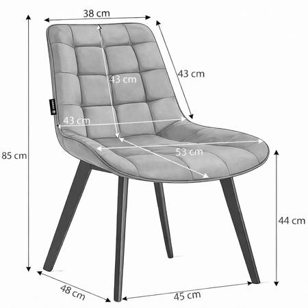 Krzesło welurowe | Jasnoszare