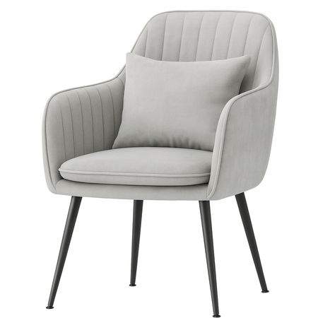 Krzesło welurowe z poduszką | Szare