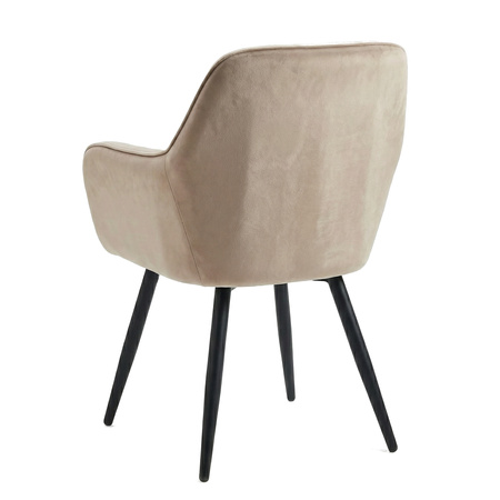 Krzesło welurowe pikowane | Ciemnobeżowe