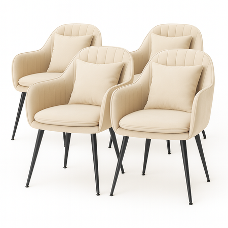 Krzesło welurowe z poduszką | Beżowe