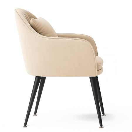 Krzesło welurowe z poduszką | Beżowe