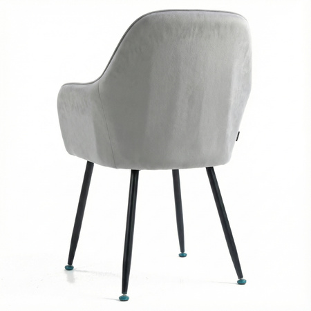 Krzesło welurowe z poduszką | Jasnoszare