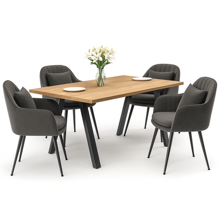 Stół i 6 krzeseł welurowych z poduszką | 140x80