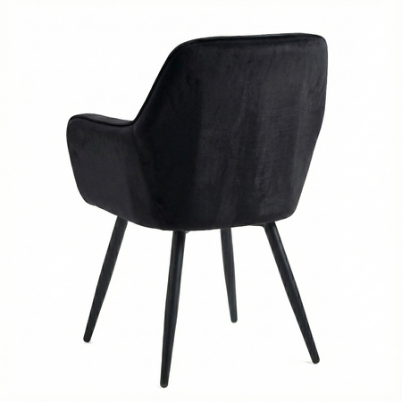 Krzesło welurowe pikowane | Czarne
