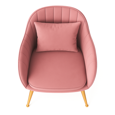 Krzesło welurowe z poduszką | Pudrowy róż