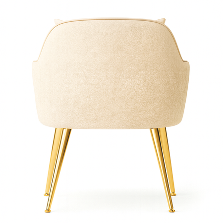 Krzesło welurowe z poduszką | Beżowe ze złotymi nogami