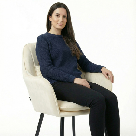 Krzesło welurowe z poduszką | Bardzo jasny beż