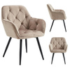Krzesło welurowe pikowane | Ciemnobeżowe