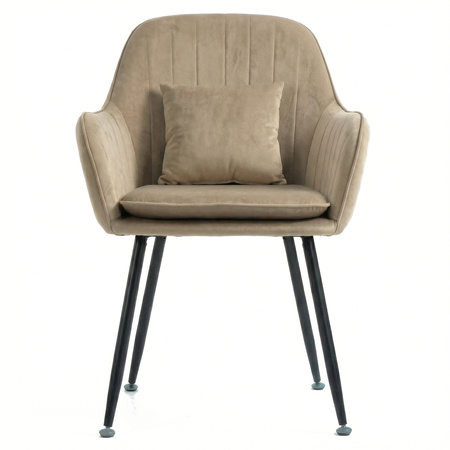 Krzesło welurowe z poduszką | Ciemnobeżowe