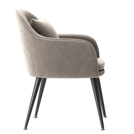 Krzesło welurowe z poduszką | Jasnoszare