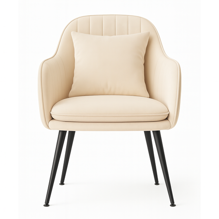 Krzesło welurowe z poduszką | Beżowe