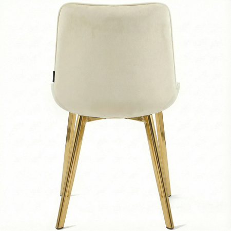 Krzesło welurowe | Jasnobeżowe złote nogi
