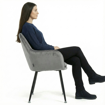 Krzesło welurowe z poduszką | Szare