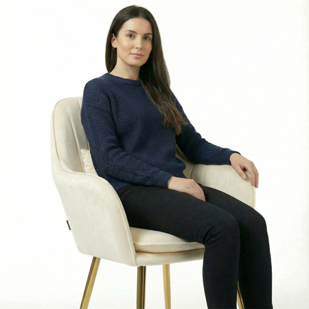 Krzesło welurowe z poduszką | Bardzo jasny beż ze złotymi nogami