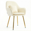 Krzesło welurowe z poduszką | Bardzo jasny beż ze złotymi nogami