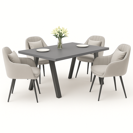 Stół i 6 krzeseł welurowych z poduszką | 140x80