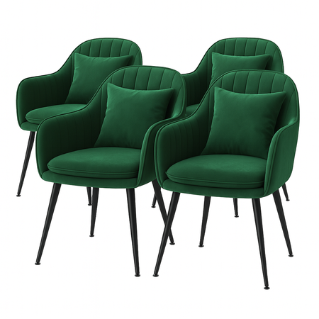 Krzesło welurowe z poduszką | Ciemnozielone