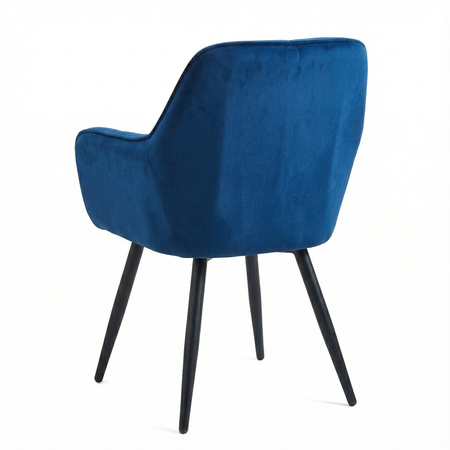 Krzesło welurowe pikowane | Granatowe