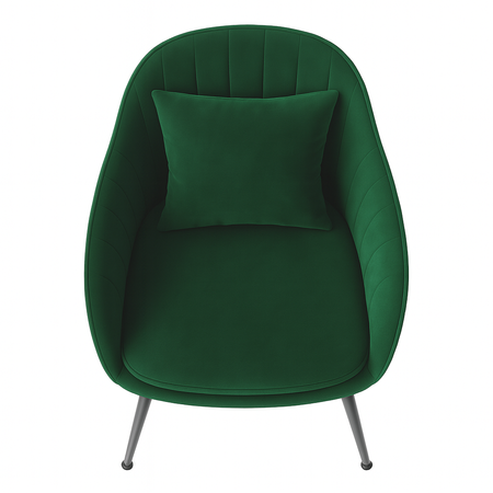 Krzesło welurowe z poduszką | Ciemnozielone