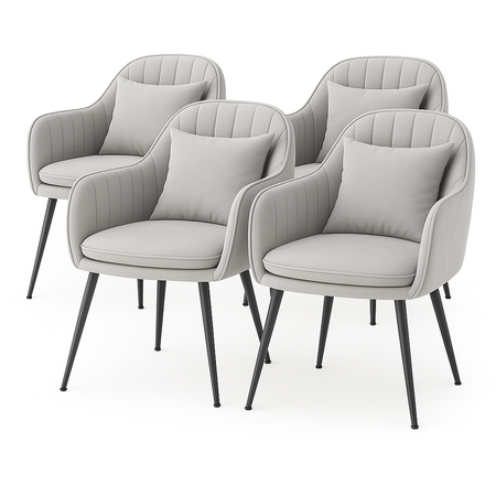 Krzesło welurowe z poduszką | Szare