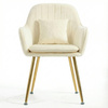 Krzesło welurowe z poduszką | Bardzo jasny beż ze złotymi nogami