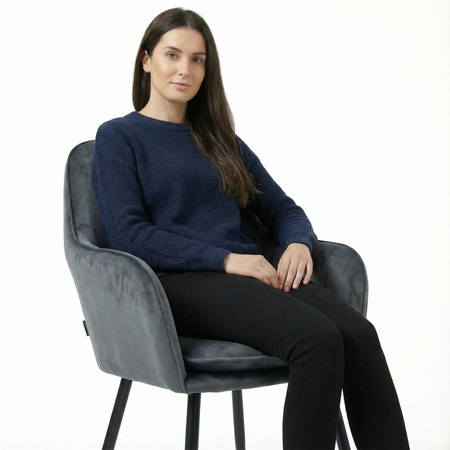 Krzesło welurowe z poduszką | Ciemnoszare