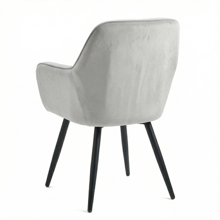 Krzesło welurowe pikowane | Jasnoszare